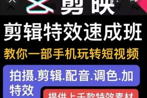 剪映剪辑特效速成班：教你一部手机玩转短视频，提供上千款特效素材