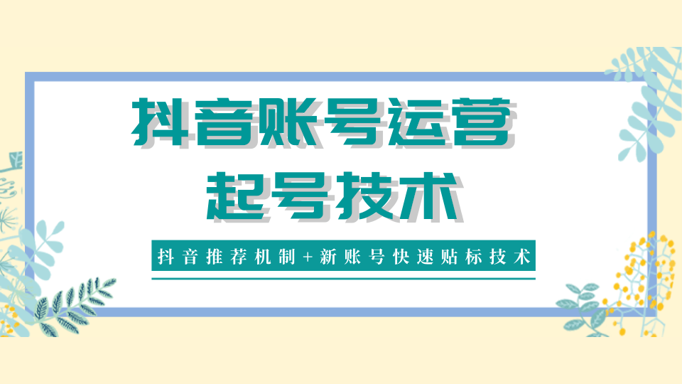 抖音账号运营和起号技术分享（抖音推荐机制+新账号快速贴标技术）插图