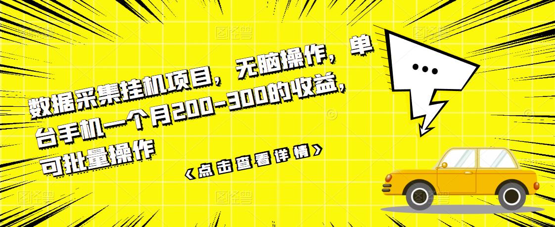 数据采集挂机项目，无脑操作，单台手机一个月200-300的收益，可批量操作插图