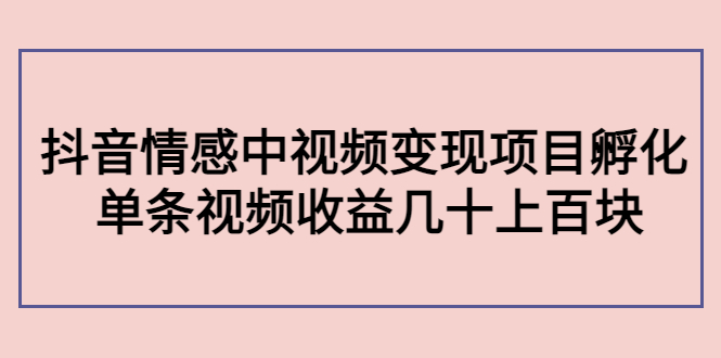 副业孵化营第5期：抖音情感中视频变现项目孵化 单条视频收益几十上百插图