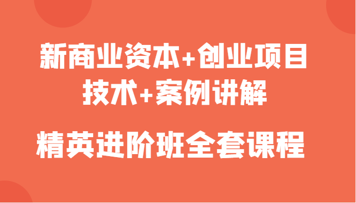 新商业资本+创业项目，技术+案例讲解，精英进阶班全套课程插图