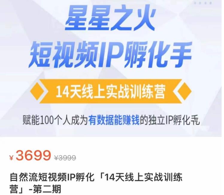 瑶瑶·自然流短视频IP孵化第二期，14天线上实战训练营，赋能100个人成为有数据能赚钱的独立IP孵化手