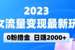 2023美女流量变现最新玩法，0粉撸金，日赚2000+，实测日引流300+