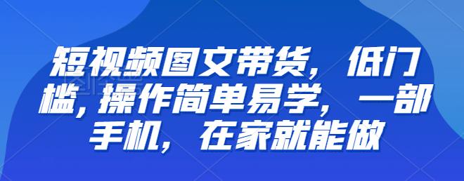 【推荐】短视频图文带货，低门槛,操作简单易学，一部手机，在家就能做