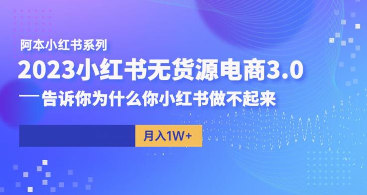 阿本小红书无货源电商3.0，告诉你为什么你小红书做不起来