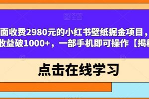 外面收费2980元的小红书壁纸掘金项目，单日收益破1000+，一部手机即可操作【揭秘】