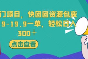 独家冷门项目，快团团资源包变现，9.9-19.9一单，轻松日入300＋【揭秘】