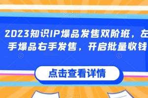 2023知识IP爆品发售双阶班，左手爆品右手发售，开启批量收钱