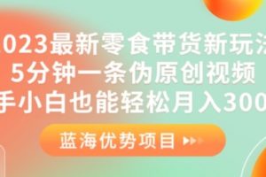 2023最新零食带货新玩法，5分钟一条伪原创视频，新手小白也能轻松月入3000+【揭秘】