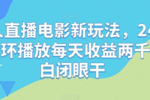 无人直播电影新玩法，24小时循环播放每天收益两千+小白闭眼干【揭秘】