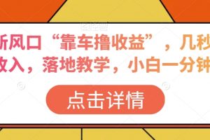 抖音新风口“靠车撸收益”，几秒视频过W收入，落地教学，小白一分钟上手【揭秘】