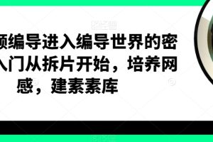 短视频编导进入编导世界的密钥，入门从拆片开始，培养网感，建素素库