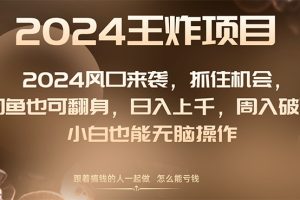 2024风口项目来袭，抓住机会，闲鱼也可翻身，日入上千，周入破万，小白…