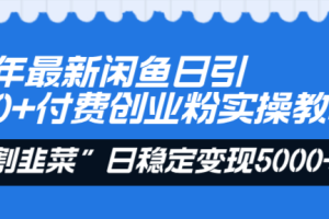 24年最新闲鱼日引200+付费创业粉，割韭菜每天5000+收益实操教程！