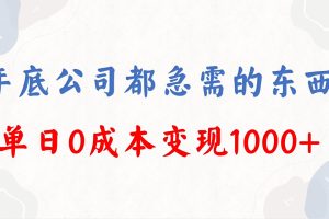 年底必做项目，每个公司都需要，今年别再错过了，0成本变现，单日收益1000