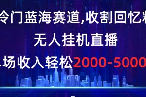 冷门蓝海赛道，收割回忆粉，无人挂机直播，单场收入轻松2000-5w+