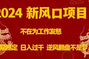 2024新风口项目，不在为工作发愁，长期稳定，日入过千 逆风翻盘不是梦