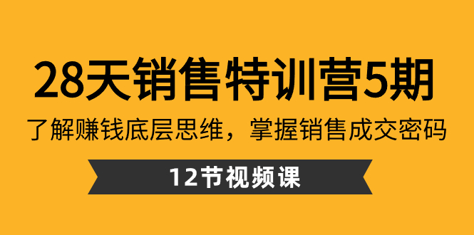 28天·销售特训营5期：了解赚钱底层思维，掌握销售成交密码（12节课）插图