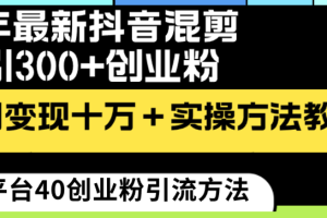 24年最新抖音混剪日引300+创业粉“割韭菜”单月变现十万+实操教程！