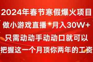 2024年春节寒假爆火项目，普通小白如何通过小游戏直播做到月入30W+