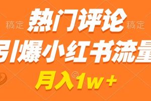 热门评论引爆小红书流量，作品制作简单，广告接到手软，月入过万不是梦