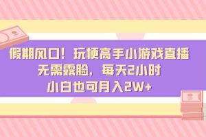 假期风口！玩梗高手小游戏直播，无需露脸，每天2小时，小白也可月入2W+