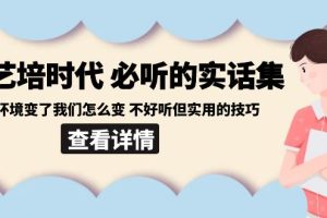 后艺培 时代之必听的实话集：环境变了我们怎么变 不好听但实用的技巧