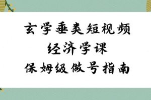 玄学 垂类短视频经济学课，保姆级做号指南（8节课）