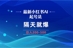 最新AI小红书起号法，隔天就爆无脑操作，一张图片日入200-500