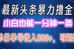 最新暴力头条掘金日入500+，矩阵操作日入2000+ ，小白也能轻松上手！