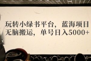 玩转小绿书平台，蓝海项目，无脑搬运，单号日入5000+