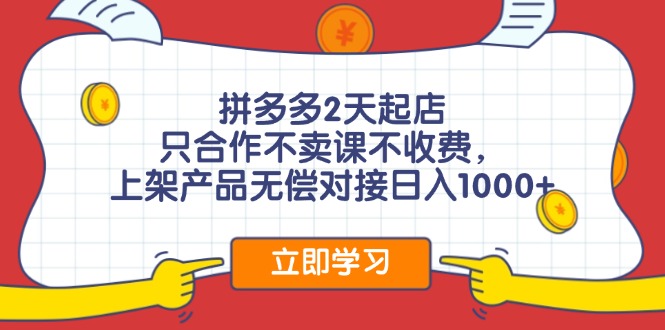 拼多多0成本开店，只合作不卖课不收费，0成本尝试，日赚千元+插图