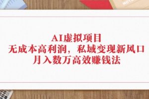 AI虚拟项目：无成本高利润，私域变现新风口，月入数万高效赚钱法