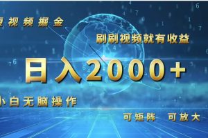 短视频掘金，刷刷视频就有收益.小白无脑操作，日入2000+