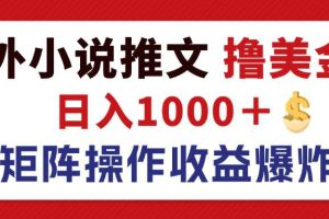 最新海外小说推文撸美金，日入1000＋ 蓝海市场，矩阵放大收益爆炸