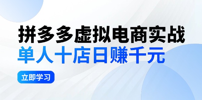 拼多多虚拟电商实战：单人10店日赚千元，深耕老项目，稳定盈利不求风口插图