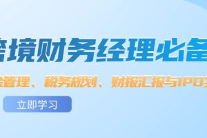 跨境 财务经理必备：资金管理、税务规划、财报汇报与IPO实战