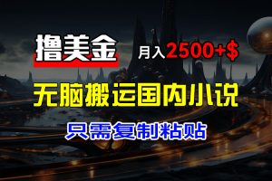 最新撸美金项目，搬运国内小说爽文，只需复制粘贴，稿费月入2500+美金…