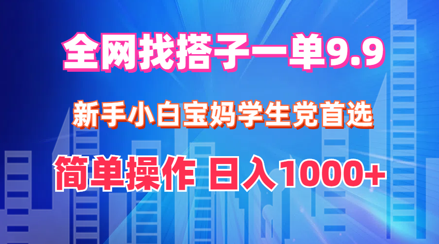 全网找搭子1单9.9 新手小白宝妈学生党首选 简单操作 日入1000+插图