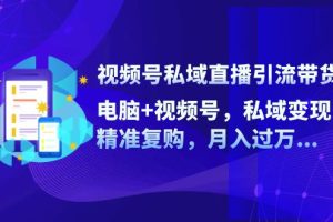 视频号私域直播引流带货：电脑+视频号，私域变现，精准复购，月入过万…