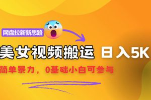 【新思路】视频搬运+网盘拉新，靠搬运每日5000+简单暴力，0基础小白可参与