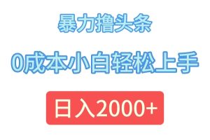 暴力撸头条，0成本小白轻松上手，日入2000+