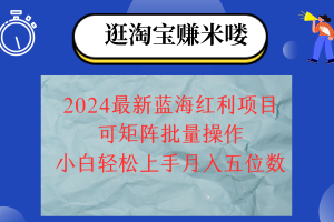 2024淘宝蓝海红利项目，无脑搬运操作简单，小白轻松月入五位数，可矩阵…