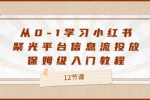 从0-1学习小红书 聚光平台信息流投放，保姆级入门教程（12节课）