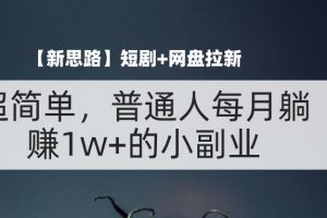 【新思路】短剧+网盘拉新，超简单，普通人每月躺赚1w+的小副业