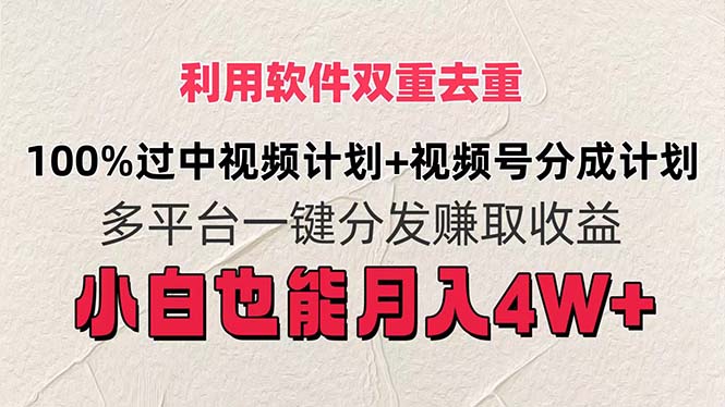 利用软件双重去重，100%过中视频+视频号分成计划小白也可以月入4W+插图