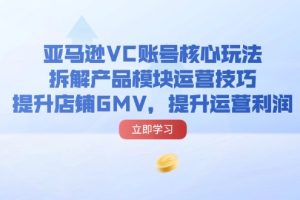 亚马逊VC账号核心玩法，拆解产品模块运营技巧，提升店铺GMV，提升运营利润