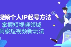 短视频个人IP起号方法，掌握 短视频领域，洞察 短视频新玩法（68节完整）