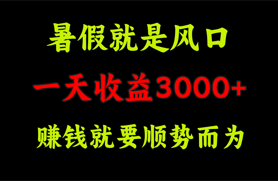 一天收益3000+ 赚钱就是顺势而为，暑假就是风口插图