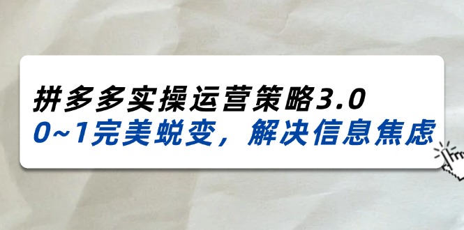 2024_2025拼多多实操运营策略3.0，0~1完美蜕变，解决信息焦虑（38节）插图